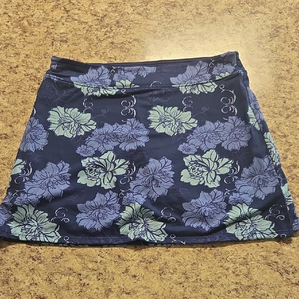 Tranquility by Colorado Clothing Blue Floral Mini Skirt Skort